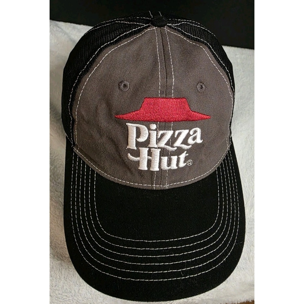 Pizza Hut Strapback Trucker Hat Black Embroidered Employee Crew